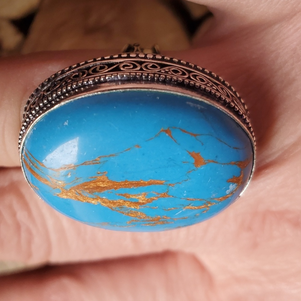 New Copper Turquoise 925 Silver Ring.